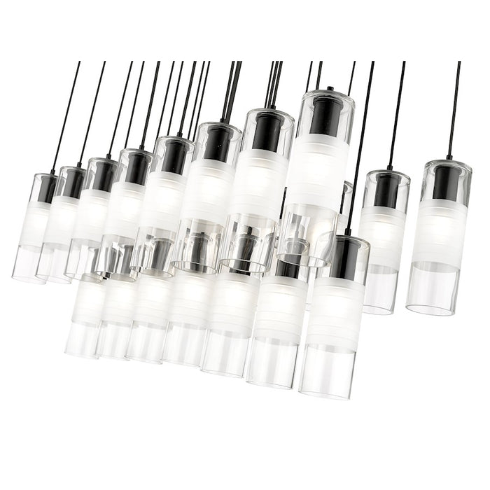 Z-Lite Alton 23 Light Linear Chandelier, Matte Black/Clear/Frosted