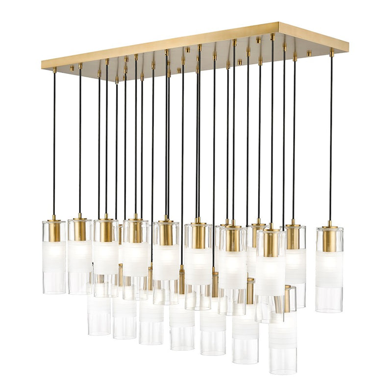 Z-Lite Alton 23 Light Linear Chandelier, Gold/Clear/Frosted - 824P-23L-MGLD