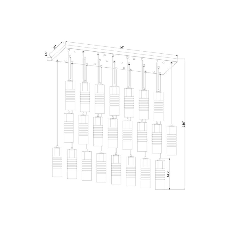 Z-Lite Alton 23 Light Linear Chandelier, Gold/Clear/Frosted