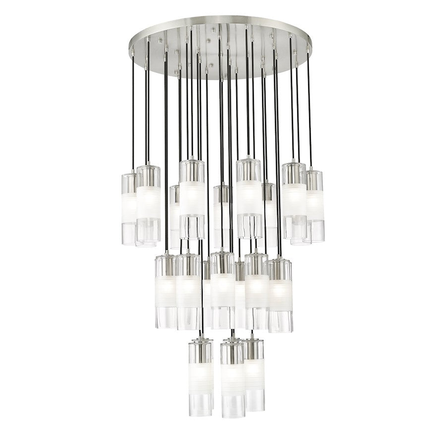 Z-Lite Alton 27 Light Chandelier, Brushed Nickel/Clear/Frosted - 824P-27R-BN