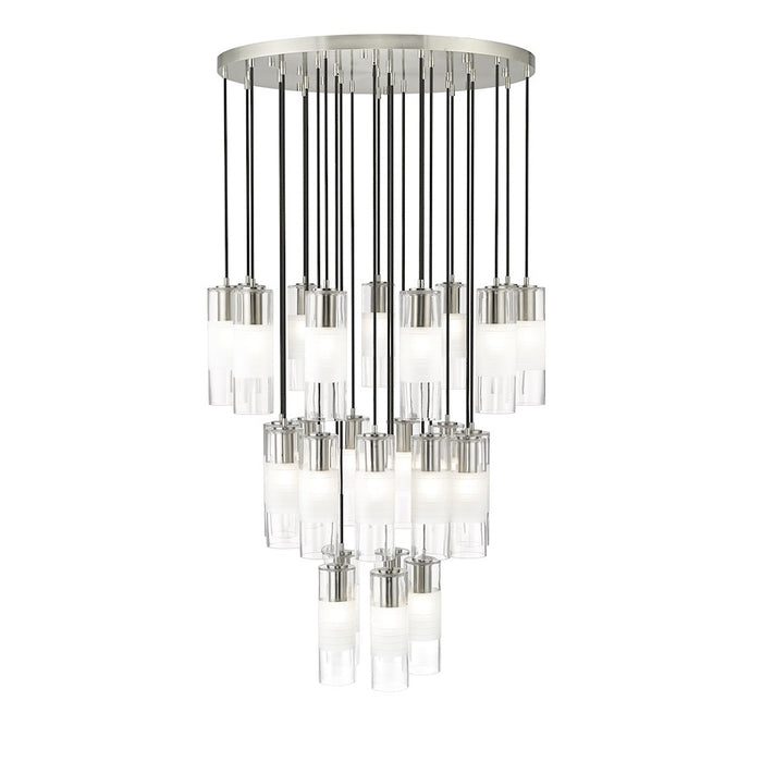 Z-Lite Alton 27 Light Chandelier, Brushed Nickel/Clear/Frosted