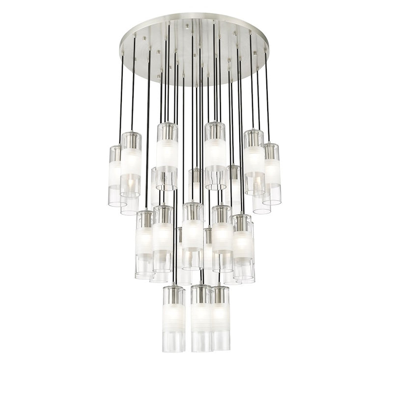 Z-Lite Alton 27 Light Chandelier, Brushed Nickel/Clear/Frosted