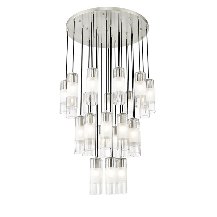 Z-Lite Alton 27 Light Chandelier, Brushed Nickel/Clear/Frosted