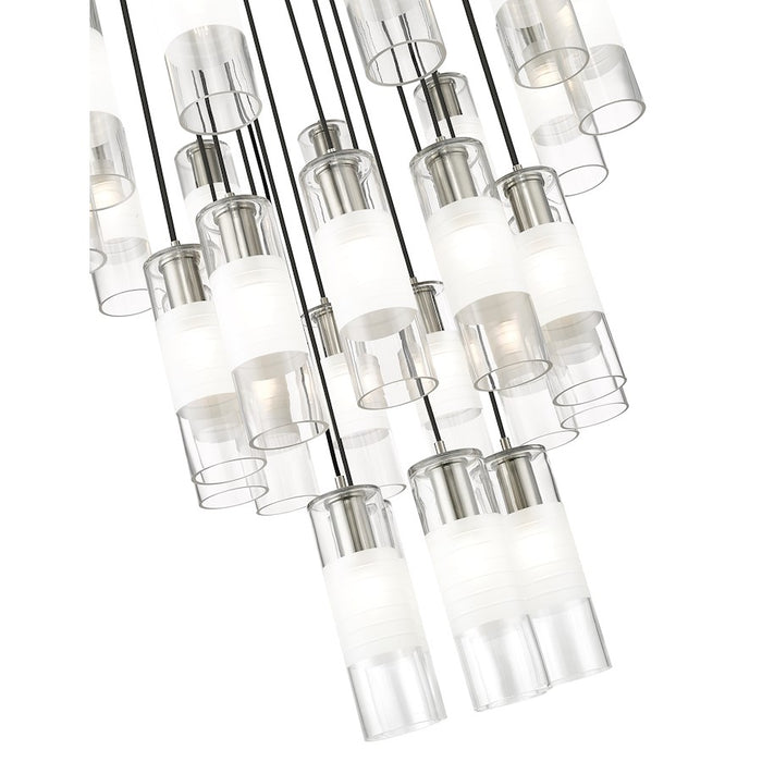 Z-Lite Alton 27 Light Chandelier, Brushed Nickel/Clear/Frosted