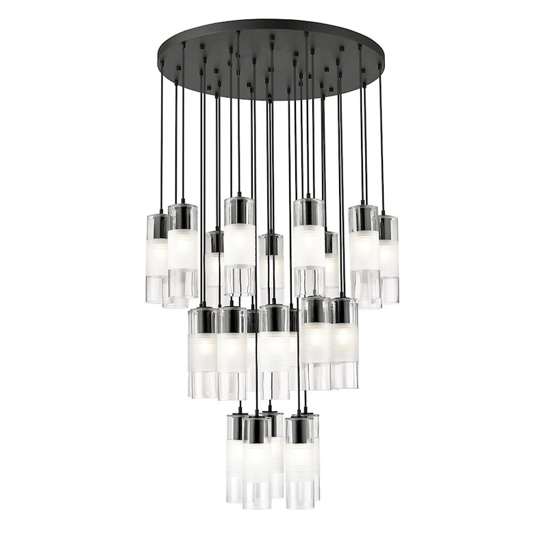 Z-Lite Alton 27 Light Chandelier, Matte Black/Clear/Frosted - 824P-27R-MB