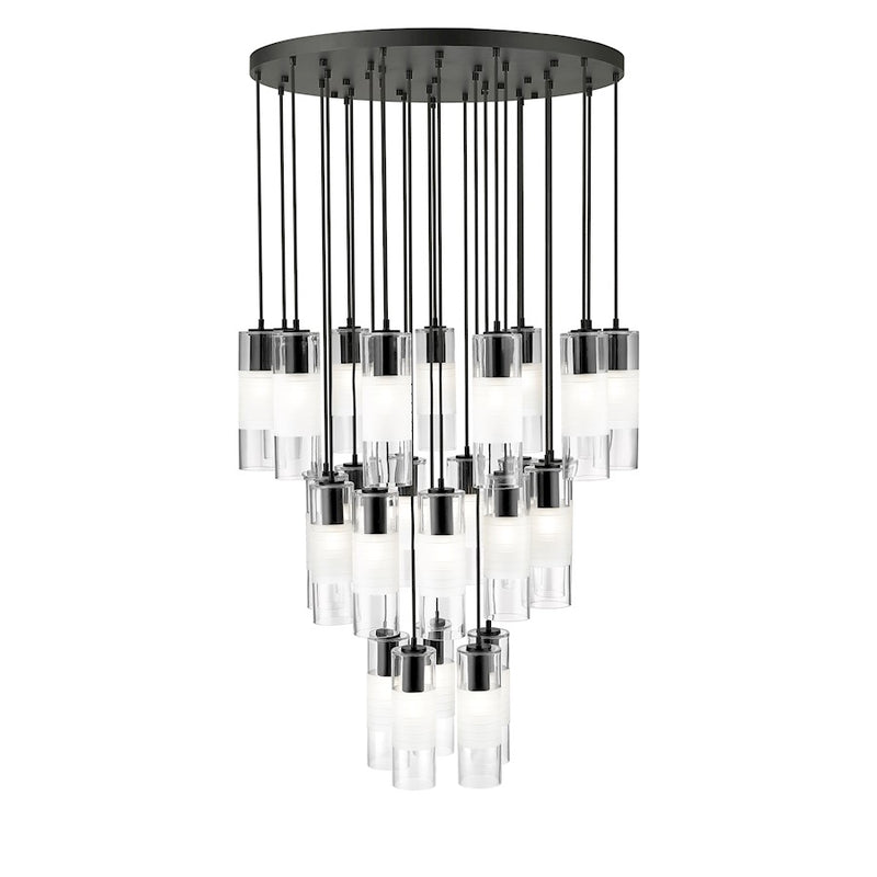 Z-Lite Alton 27 Light Chandelier, Matte Black/Clear/Frosted