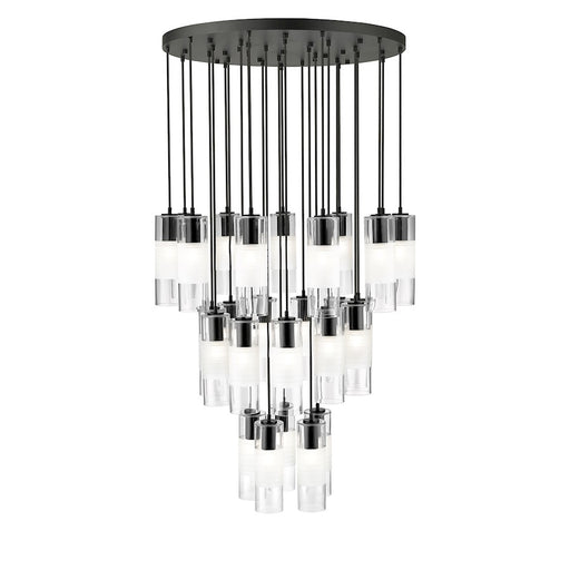 Z-Lite Alton 27 Light Chandelier, Matte Black/Clear/Frosted