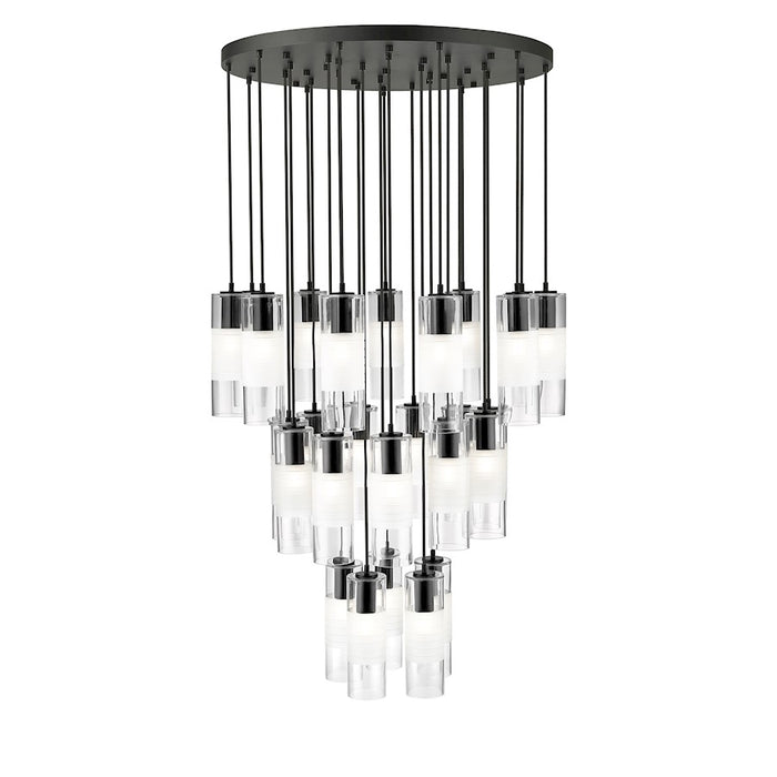 Z-Lite Alton 27 Light Chandelier, Matte Black/Clear/Frosted