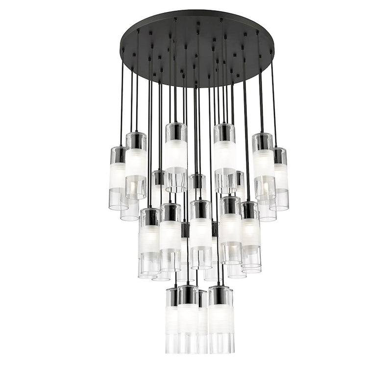 Z-Lite Alton 27 Light Chandelier, Matte Black/Clear/Frosted