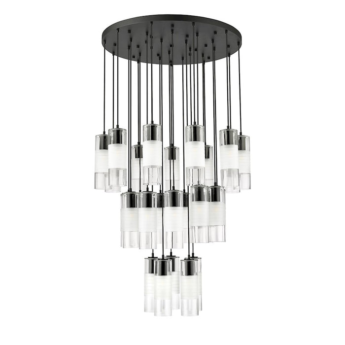 Z-Lite Alton 27 Light Chandelier, Matte Black/Clear/Frosted