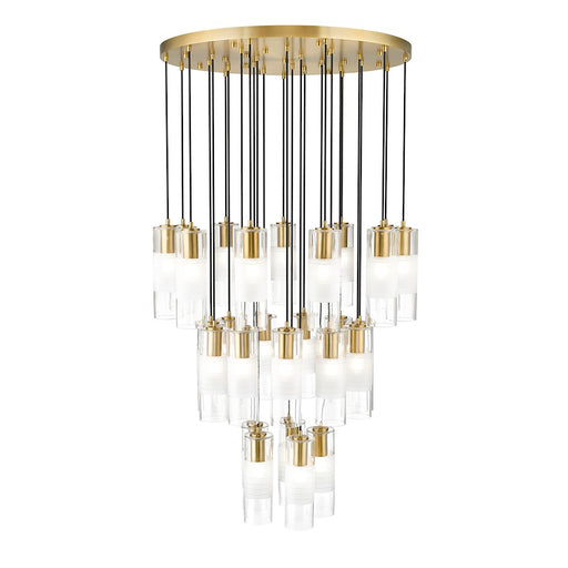 Z-Lite Alton 27 Light Chandelier, Modern Gold/Clear/Frosted