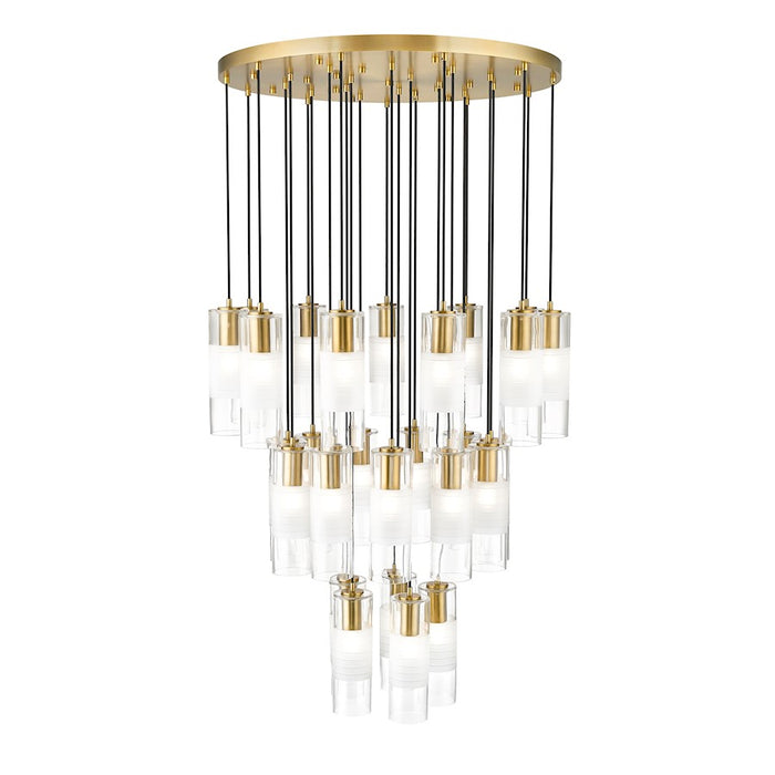 Z-Lite Alton 27 Light Chandelier, Modern Gold/Clear/Frosted