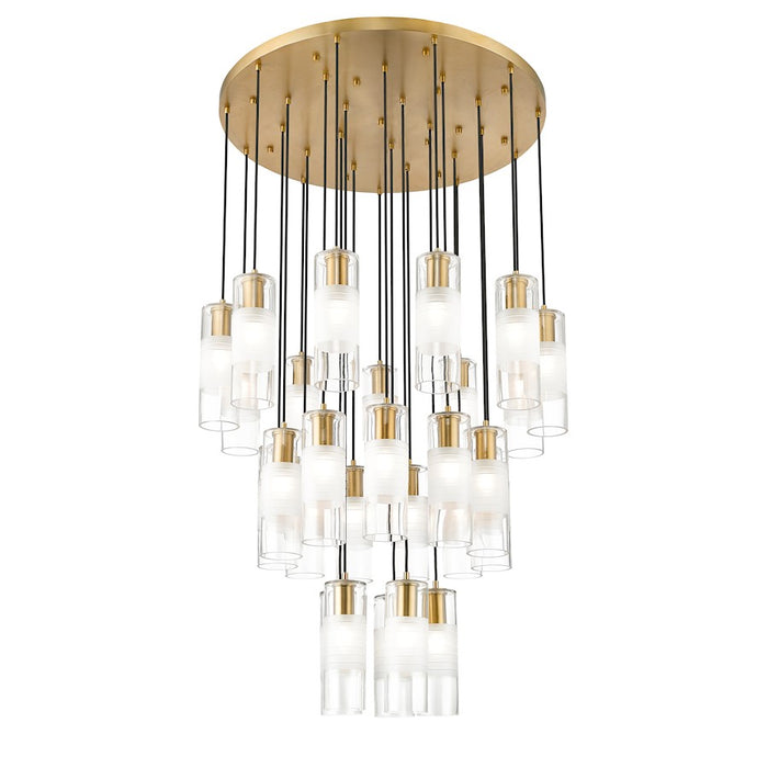 Z-Lite Alton 27 Light Chandelier, Modern Gold/Clear/Frosted