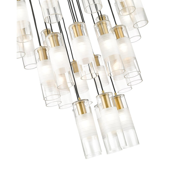 Z-Lite Alton 27 Light Chandelier, Modern Gold/Clear/Frosted