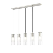 Z-Lite Alton 5 Light Linear Chandelier, Nickel/Clear/Frosted - 824P-5L-BN