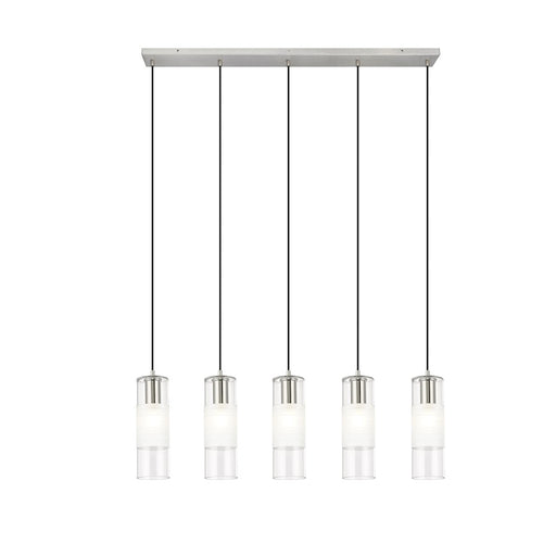 Z-Lite Alton 5 Light Linear Chandelier, Nickel/Clear/Frosted