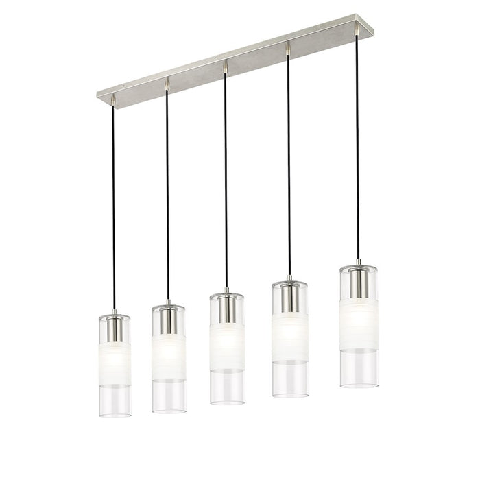 Z-Lite Alton 5 Light Linear Chandelier, Nickel/Clear/Frosted