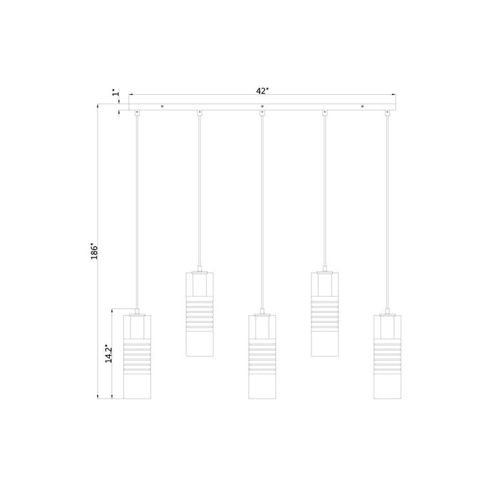 Z-Lite Alton 5 Light Linear Chandelier, Nickel/Clear/Frosted