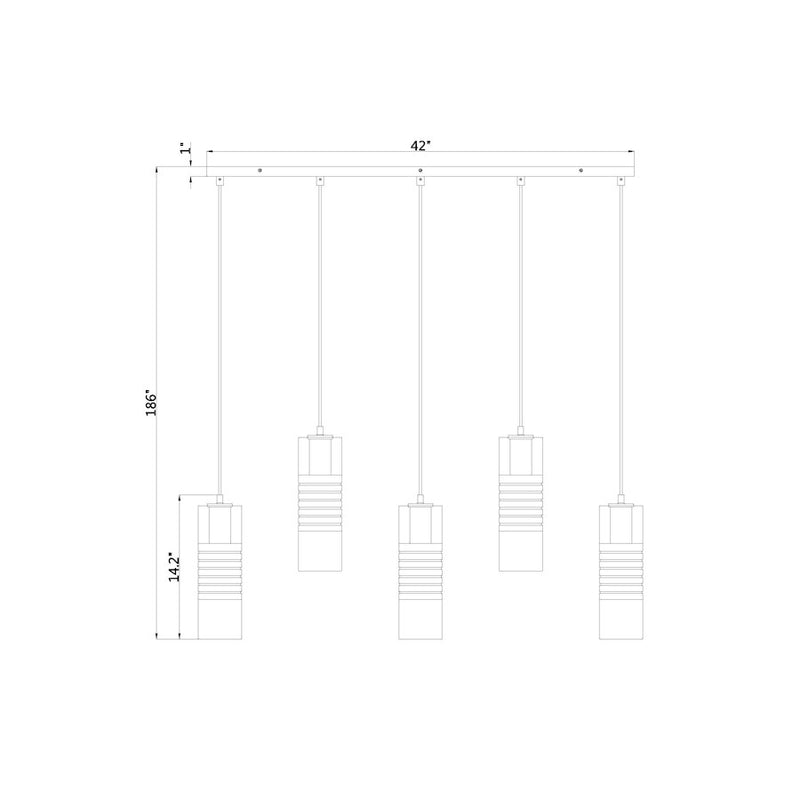 Z-Lite Alton 5 Light Linear Chandelier, Nickel/Clear/Frosted