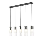 Z-Lite Alton 5 Light Linear Chandelier, Matte Black/Clear/Frosted - 824P-5L-MB