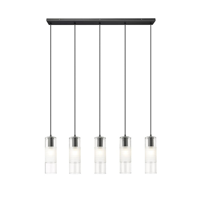 Z-Lite Alton 5 Light Linear Chandelier, Matte Black/Clear/Frosted