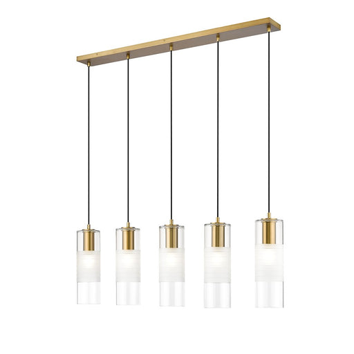 Z-Lite Alton 5 Light Linear Chandelier, Modern Gold/Clear/Frosted - 824P-5L-MGLD