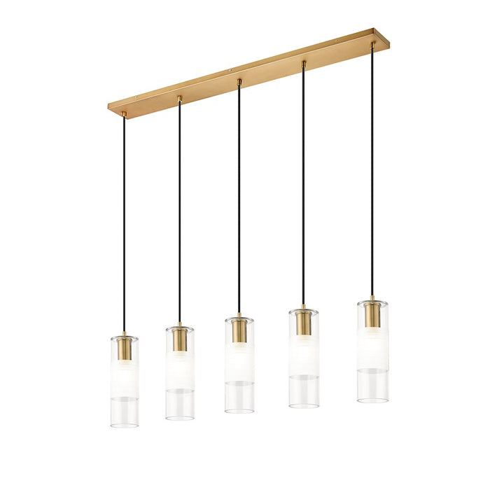 Z-Lite Alton 5 Light Linear Chandelier, Modern Gold/Clear/Frosted