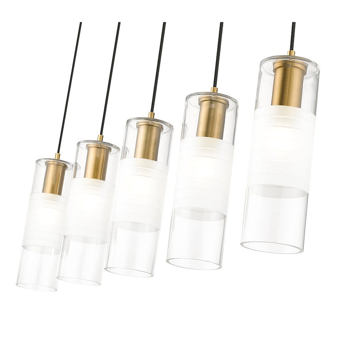 Z-Lite Alton 5 Light Linear Chandelier, Modern Gold/Clear/Frosted