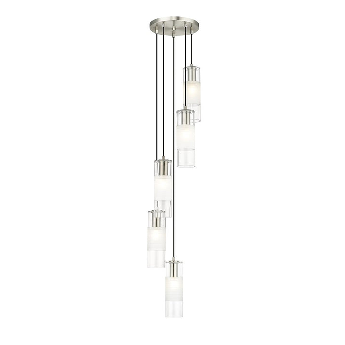 Z-Lite Alton 5 Light Chandelier, Brushed Nickel/Clear/Frosted - 824P-5R-BN