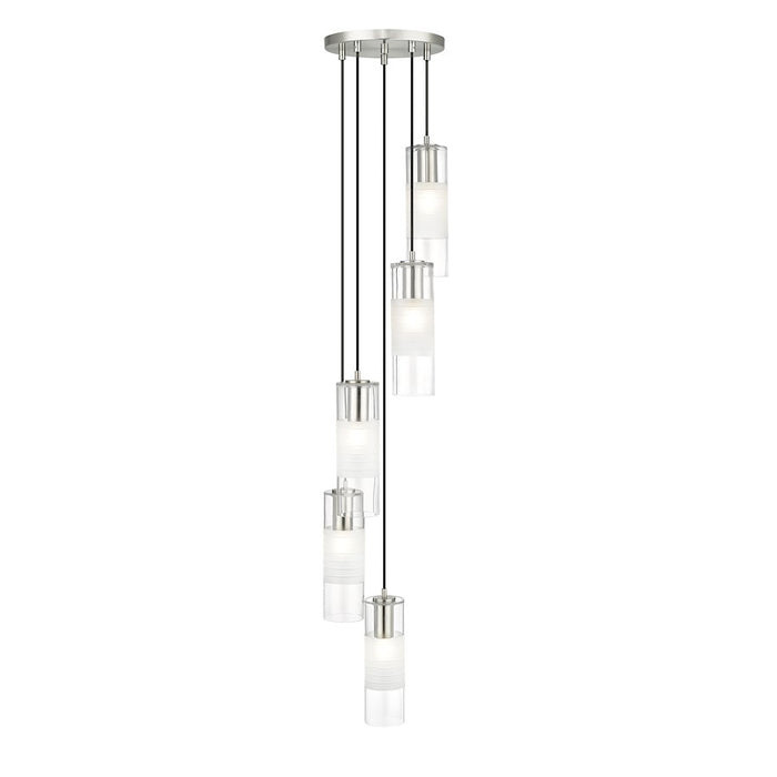 Z-Lite Alton 5 Light Chandelier, Brushed Nickel/Clear/Frosted