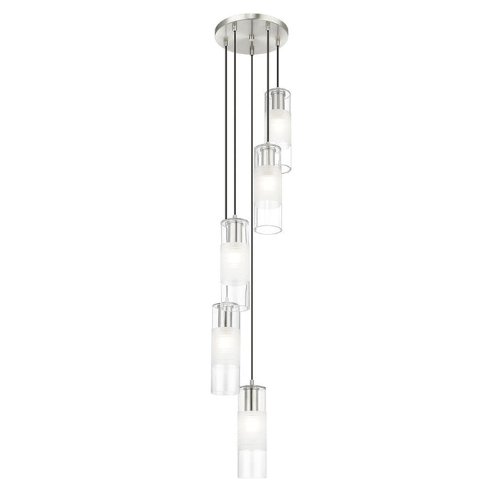 Z-Lite Alton 5 Light Chandelier, Brushed Nickel/Clear/Frosted