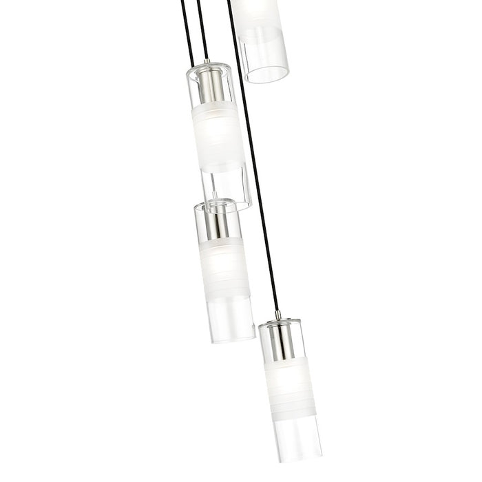 Z-Lite Alton 5 Light Chandelier, Brushed Nickel/Clear/Frosted