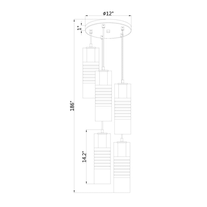 Z-Lite Alton 5 Light Chandelier, Brushed Nickel/Clear/Frosted