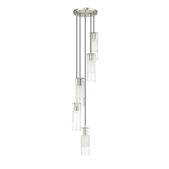 Z-Lite Alton 5 Light Chandelier, Brushed Nickel/Clear/Frosted