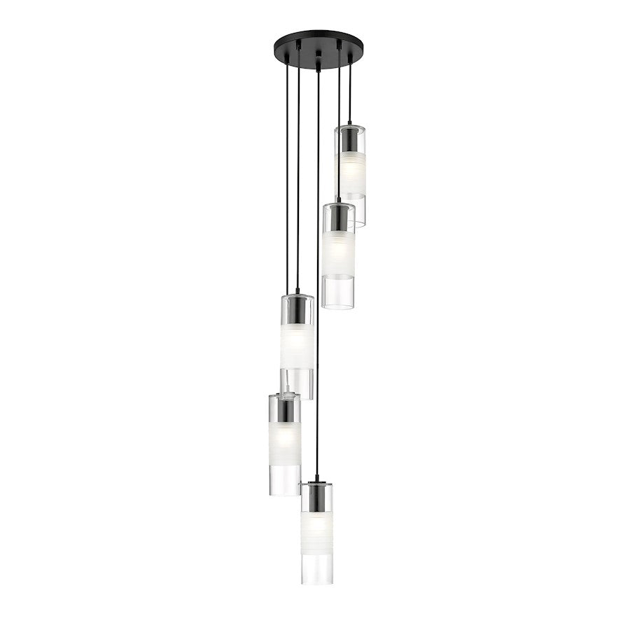 Z-Lite Alton 5 Light Chandelier, Matte Black/Clear/Frosted - 824P-5R-MB