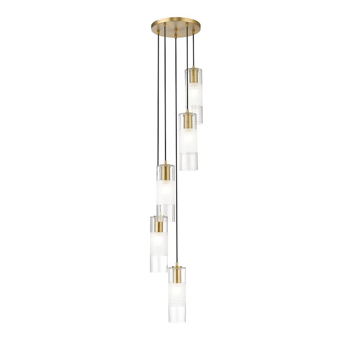 Z-Lite Alton 5 Light Chandelier, Modern Gold/Clear/Frosted - 824P-5R-MGLD