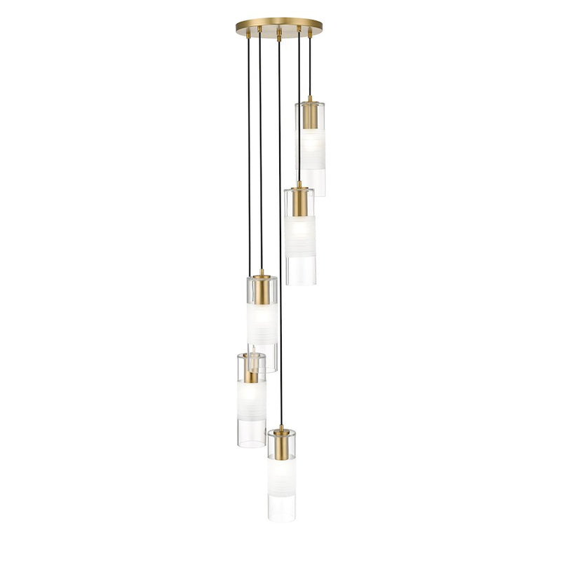 Z-Lite Alton 5 Light Chandelier, Modern Gold/Clear/Frosted