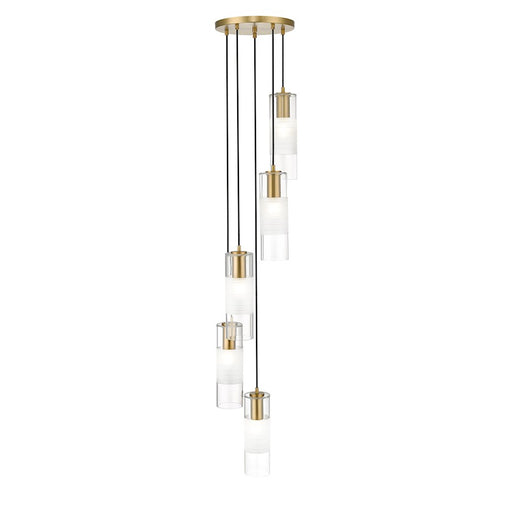 Z-Lite Alton 5 Light Chandelier, Modern Gold/Clear/Frosted