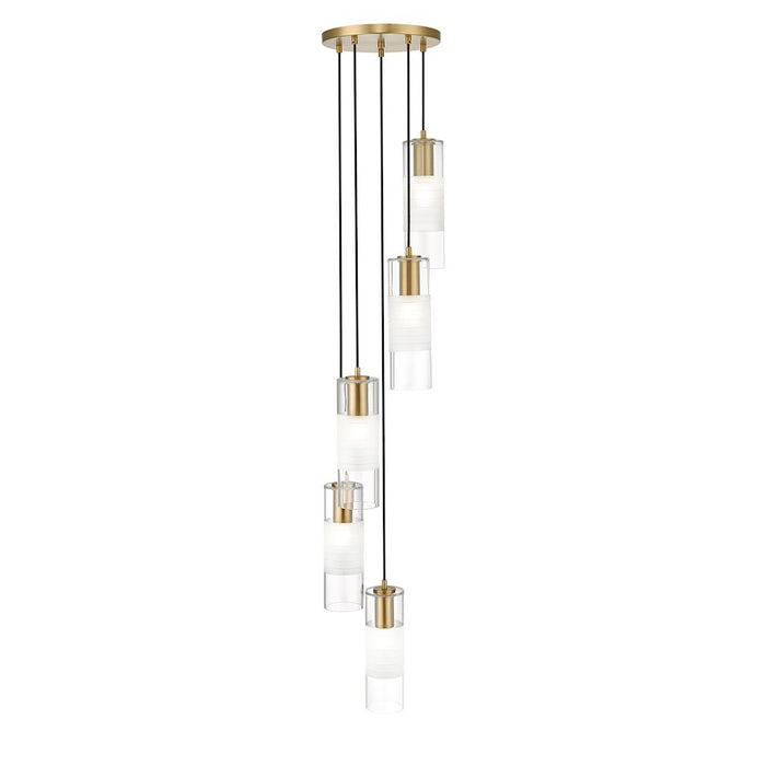 Z-Lite Alton 5 Light Chandelier, Modern Gold/Clear/Frosted