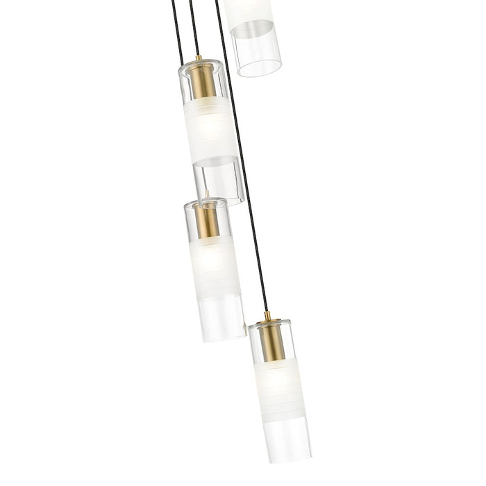 Z-Lite Alton 5 Light Chandelier, Modern Gold/Clear/Frosted