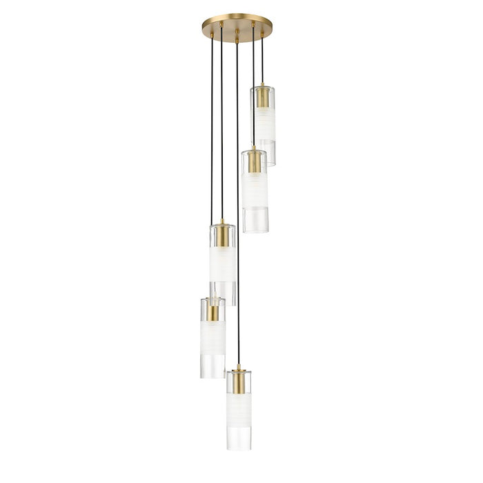 Z-Lite Alton 5 Light Chandelier, Modern Gold/Clear/Frosted