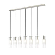 Z-Lite Alton 7 Light Linear Chandelier, Nickel/Clear/Frosted - 824P-7L-BN