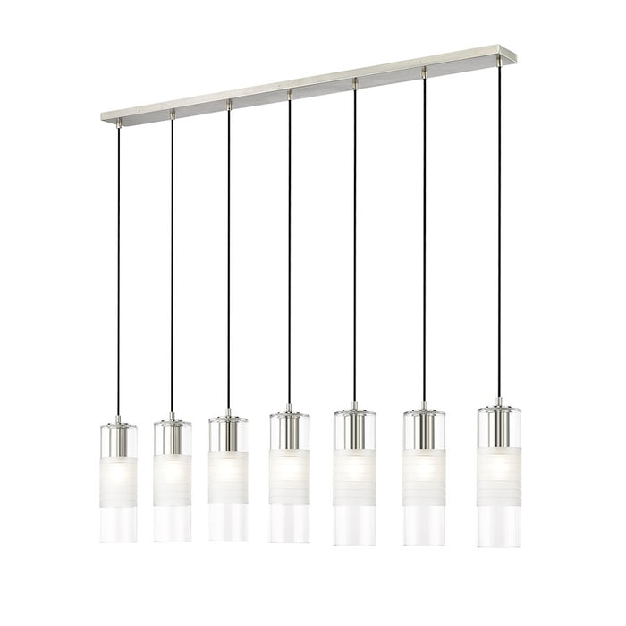 Z-Lite Alton 7 Light Linear Chandelier, Nickel/Clear/Frosted - 824P-7L-BN