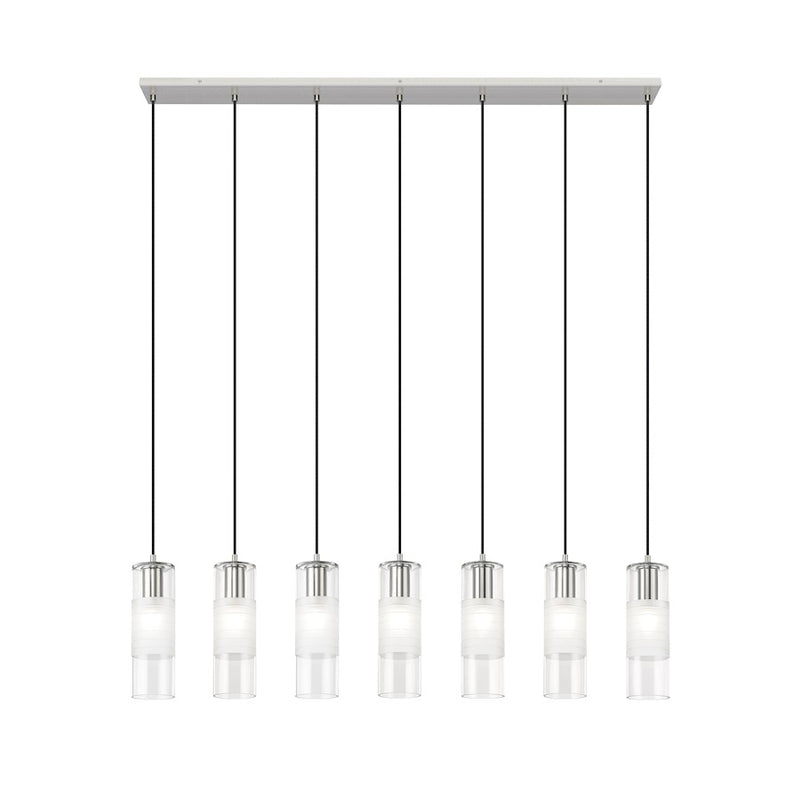 Z-Lite Alton 7 Light Linear Chandelier, Nickel/Clear/Frosted