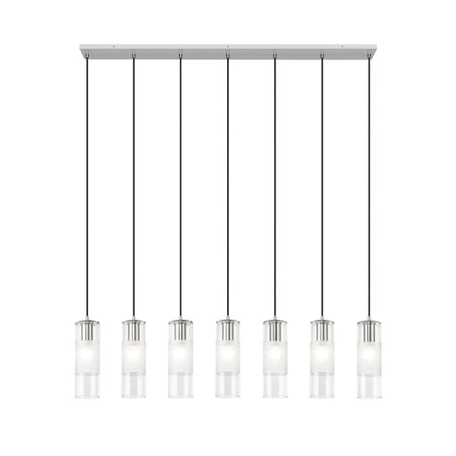 Z-Lite Alton 7 Light Linear Chandelier, Nickel/Clear/Frosted