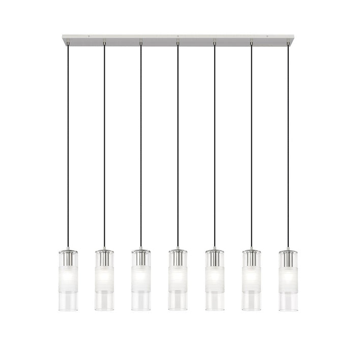 Z-Lite Alton 7 Light Linear Chandelier, Nickel/Clear/Frosted