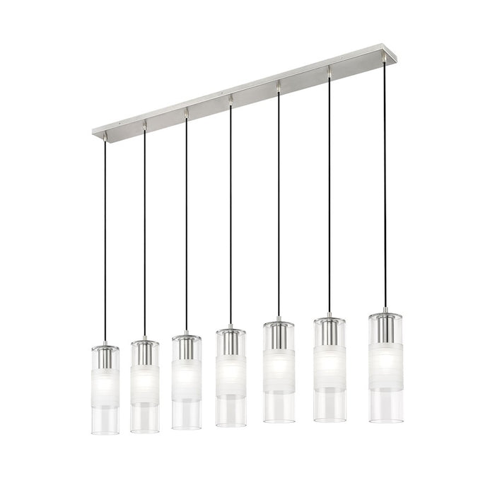 Z-Lite Alton 7 Light Linear Chandelier, Nickel/Clear/Frosted