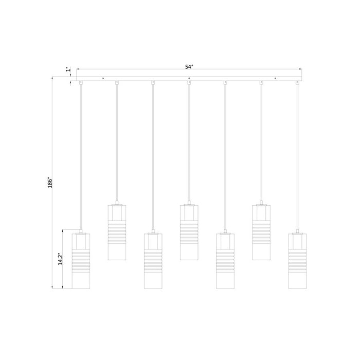 Z-Lite Alton 7 Light Linear Chandelier, Nickel/Clear/Frosted