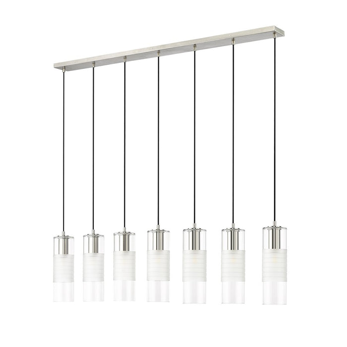 Z-Lite Alton 7 Light Linear Chandelier, Nickel/Clear/Frosted