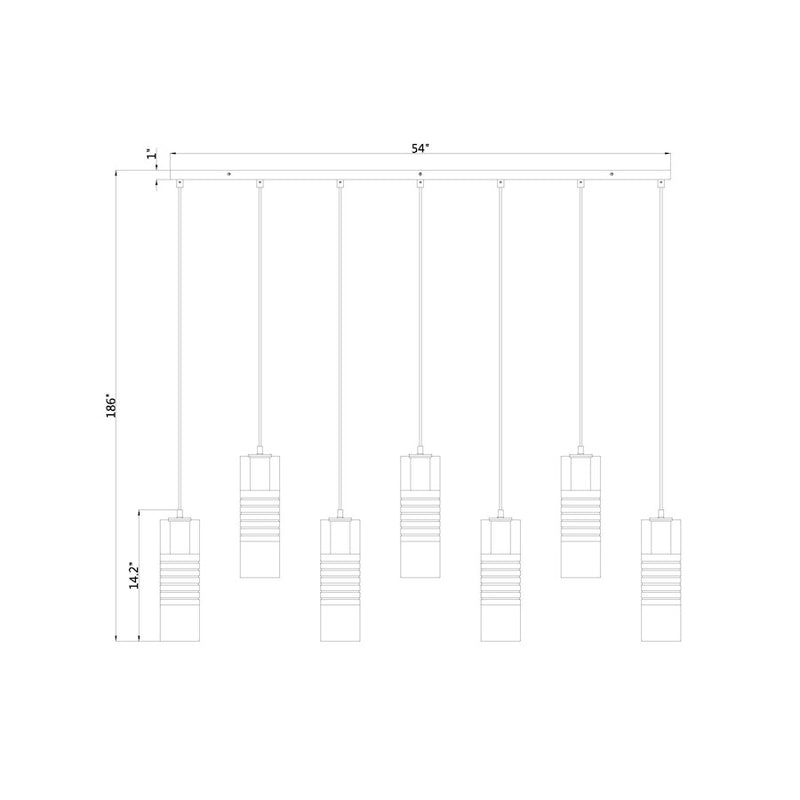Z-Lite Alton 7 Light Linear Chandelier, Nickel/Clear/Frosted